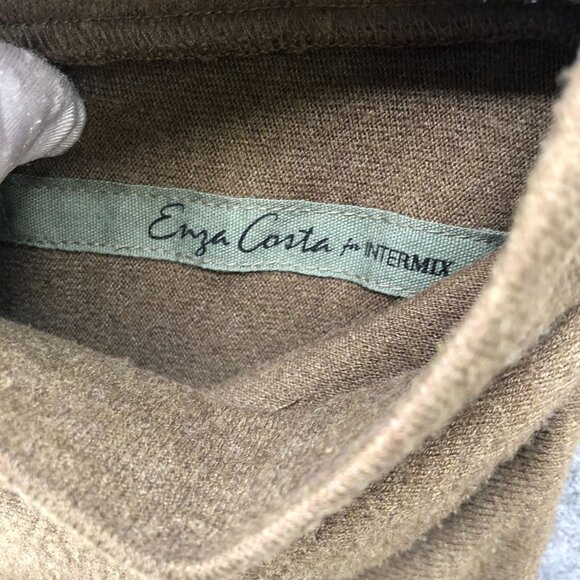 Enza Costa x Intermix Wrap Midi Skirt Womens S/XS Brown Cotton Cashmere - Picture 8 of 8